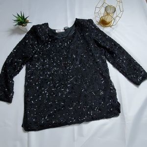 Vintage Black Silhouettes Sequin Top Size 1x